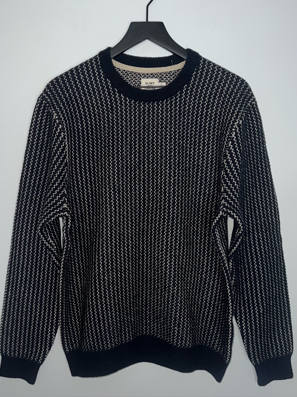 Flint & Tinder Nordic Merino Wool Crewneck Sweater Mens Large Navy Alpine Blue